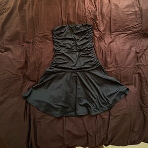 Aritzia Drop Waist Slinky Black Mini Strapless Dress